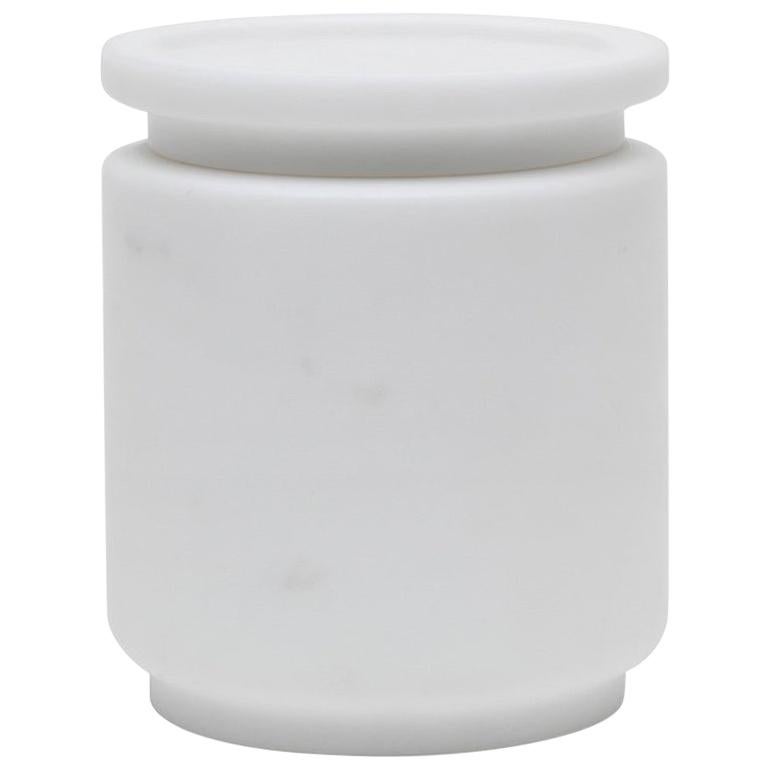 Medium Pot in White Michelangelo Marble by Ivan Colominas, Italy in Stock For Sale