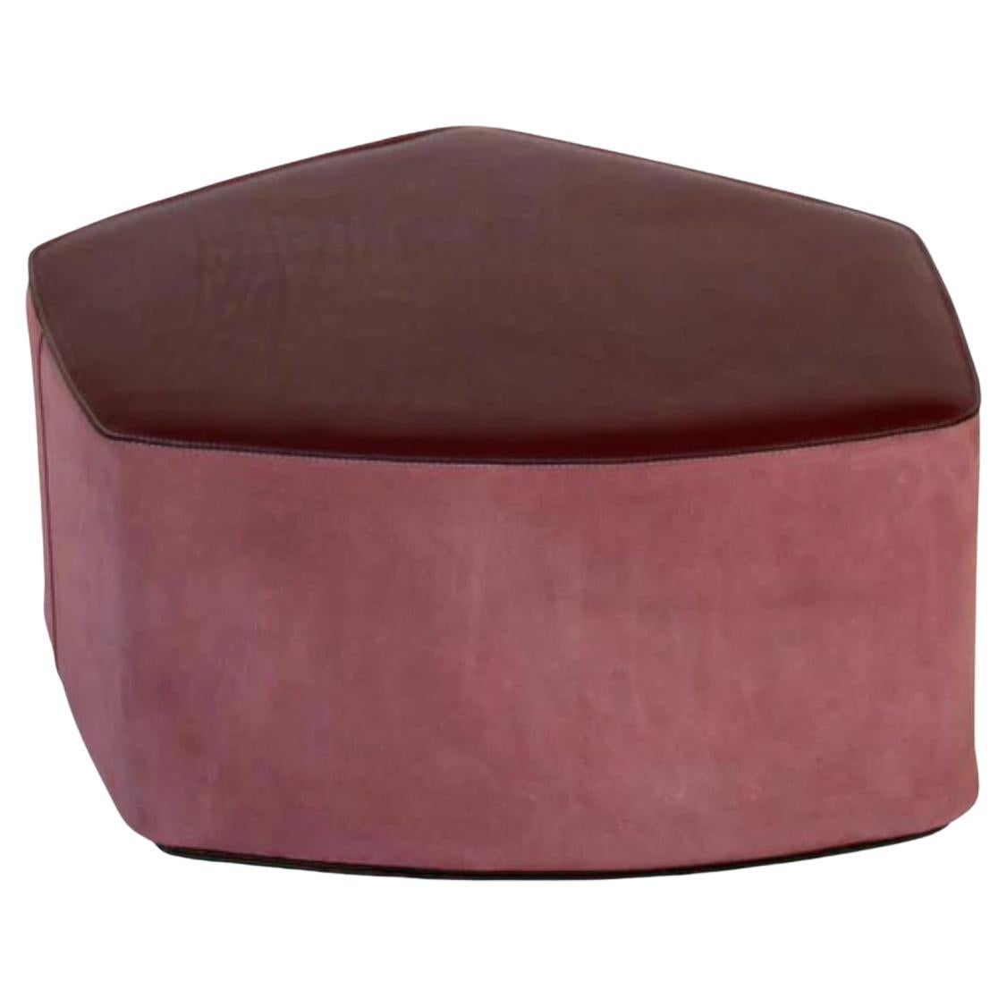 Pouf moyen en cuir végétal, daim et contreplaqué de peuplier par Oscar Maschera en vente