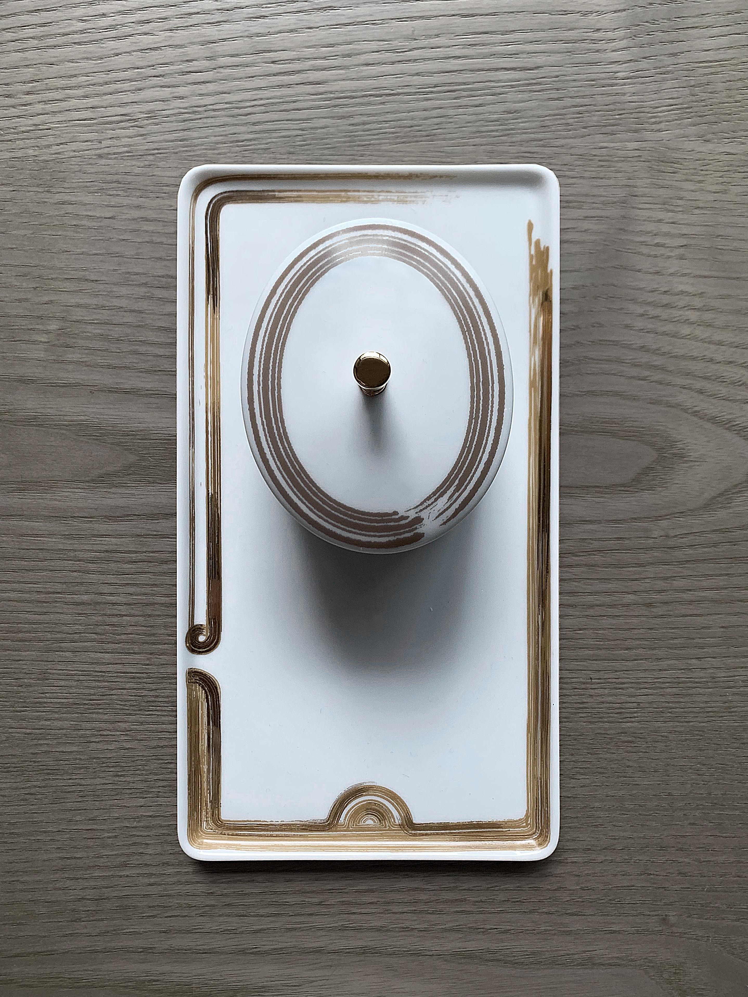Contemporary Medium Rectangular Tray Art Déco Garden André Fu Living Tableware New For Sale