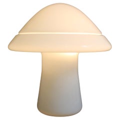 Medium RES Murano, Italy White Glass Atomic Table Lamp 1970s, Pristine