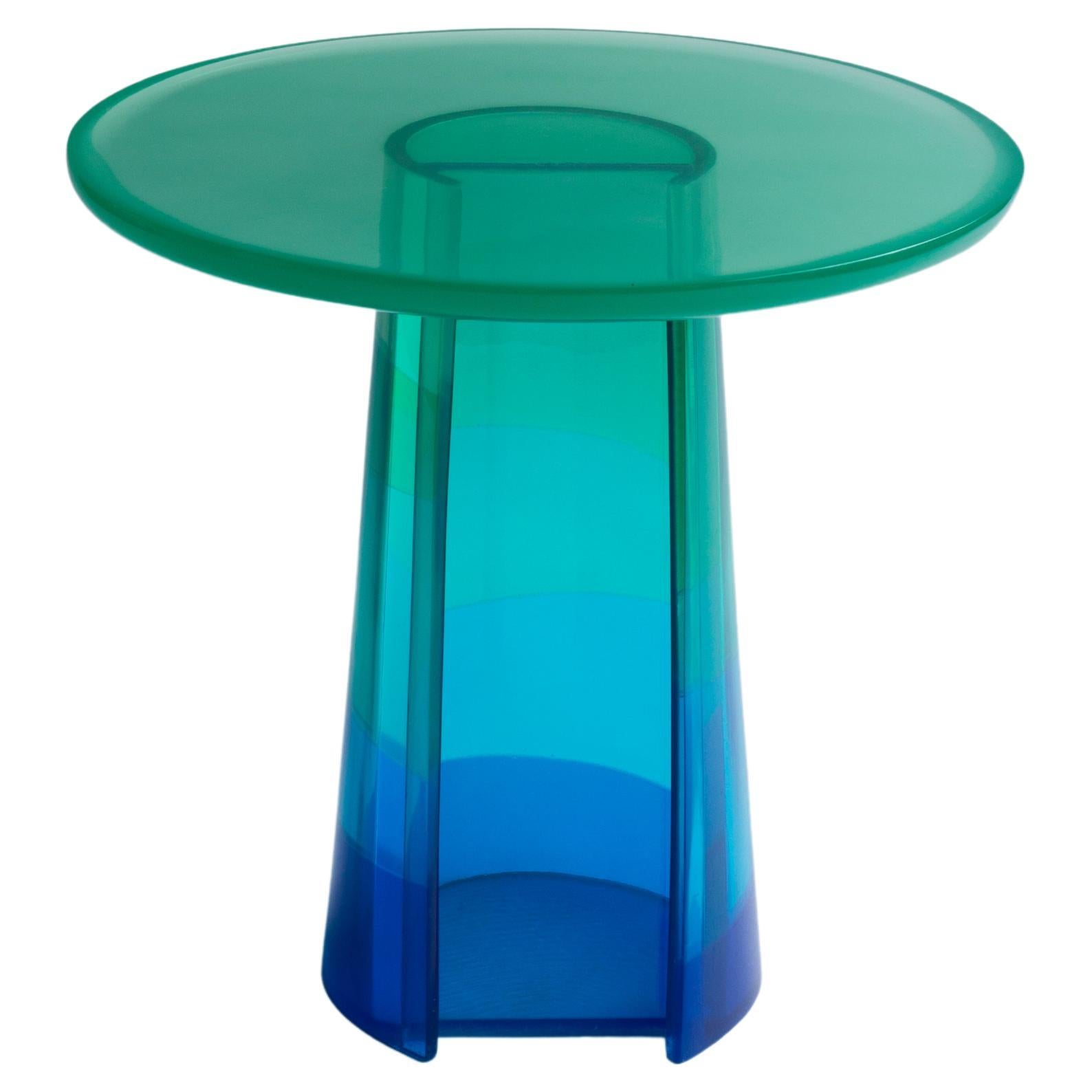 Medium Resin Side Table in Blue Gradient by Paola Valle For Sale