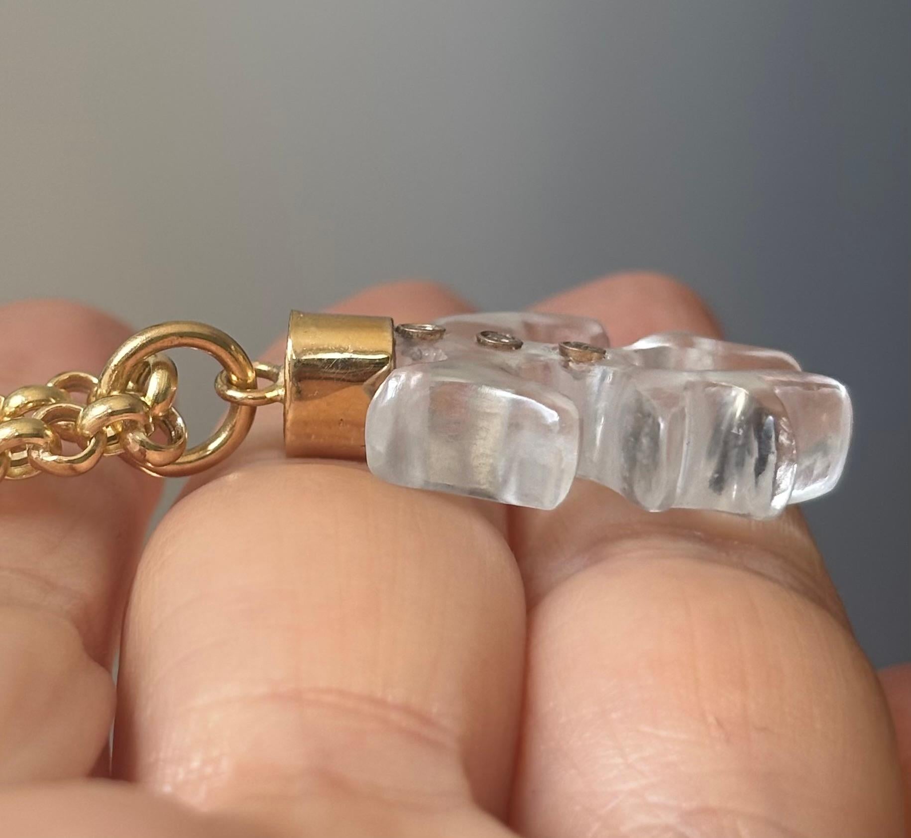 Ciondolo medio in cristallo di rocca e diamanti a forma di corallo con CAP personalizzato in oro 14k in vendita 6
