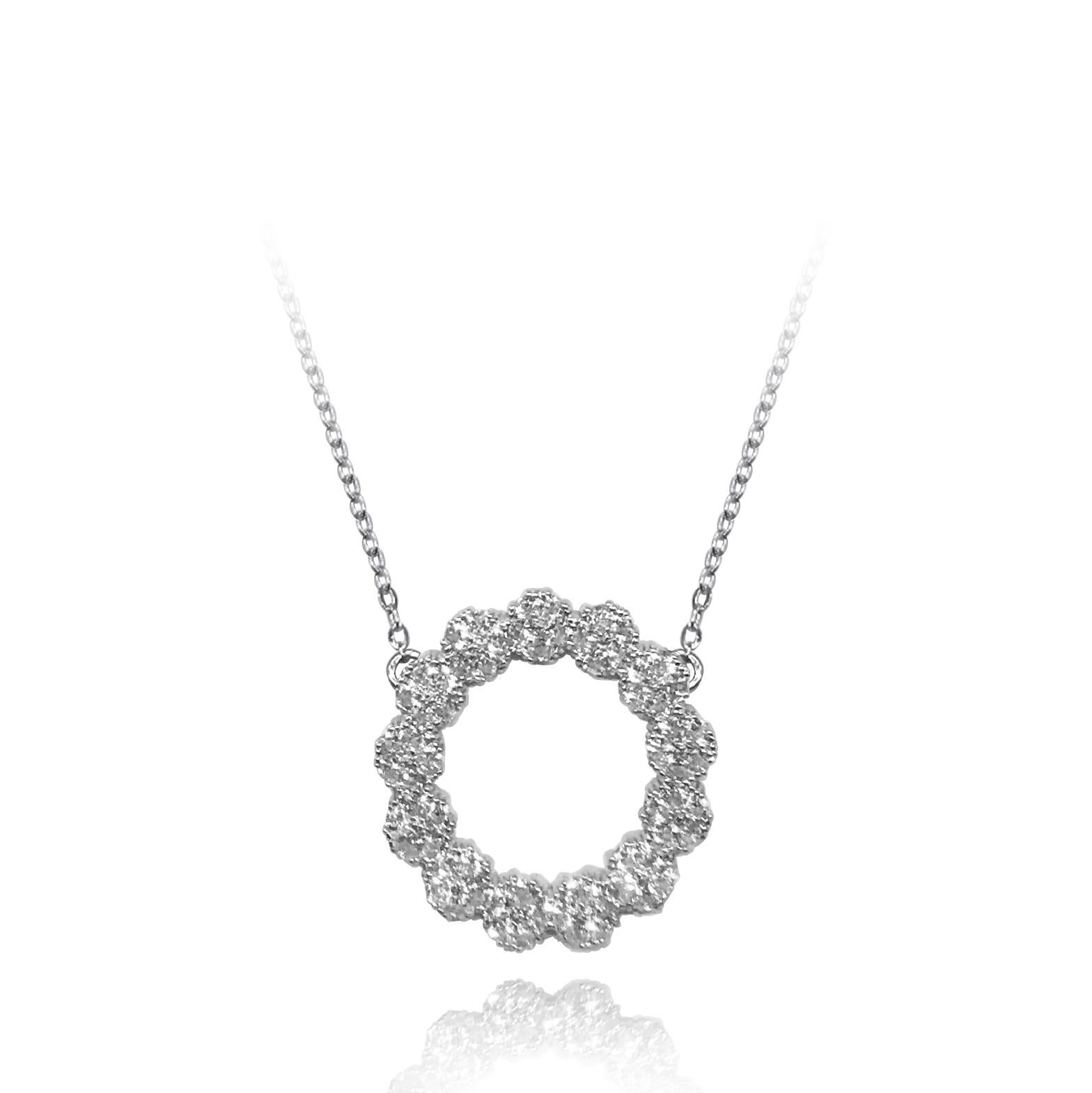 Trillion Cut Medium Round Blossom Gemstone Necklace For Sale