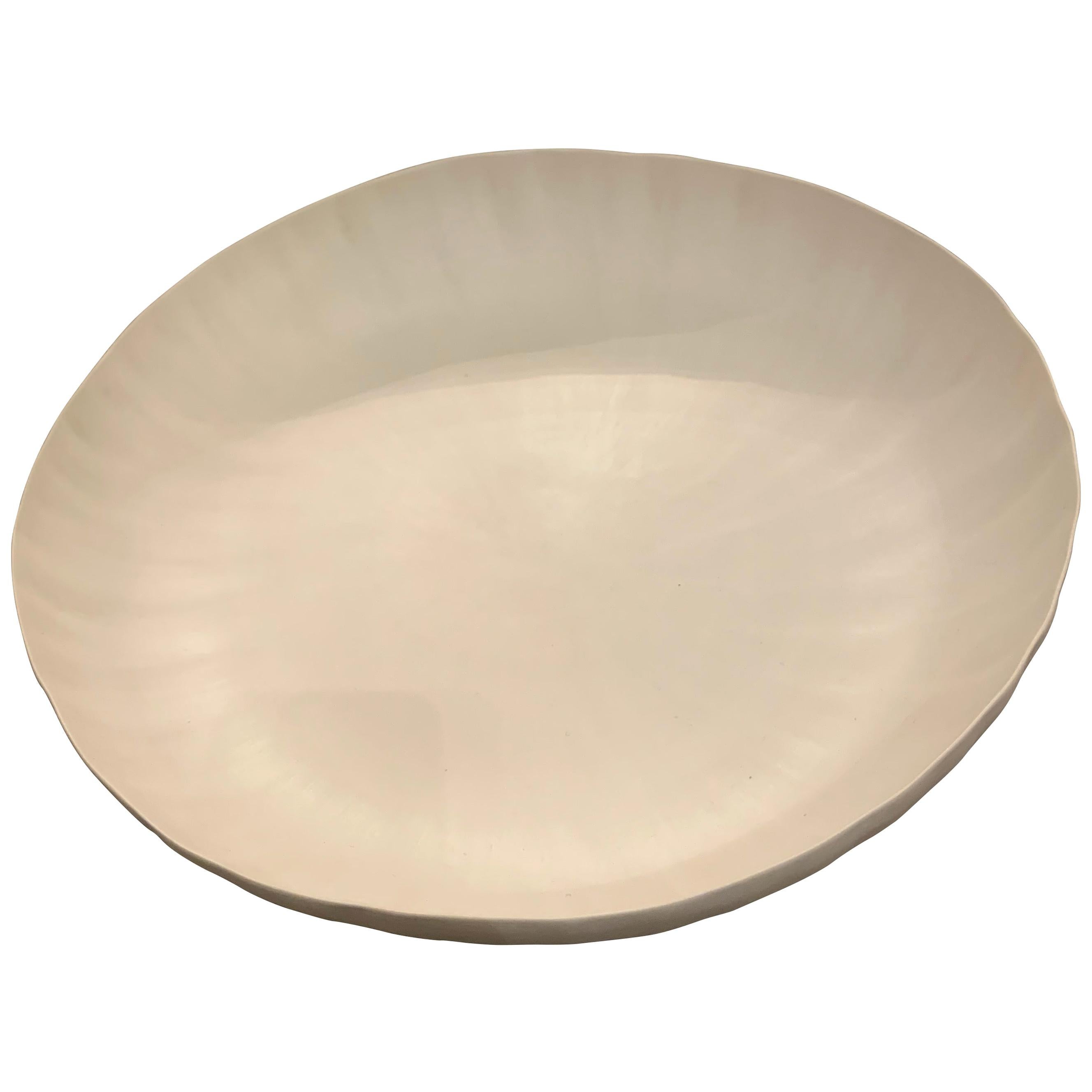 White Medium Round Handmade Fine Ceramic Bowl, Italy, Contemporary
