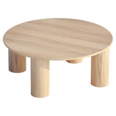 Table de salon ronde moyenne en chêne, chêne naturel