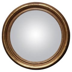 Medium Round MCM Vintage Belgian Plastered Gilt Wood Convex Butler Mirror 65cm