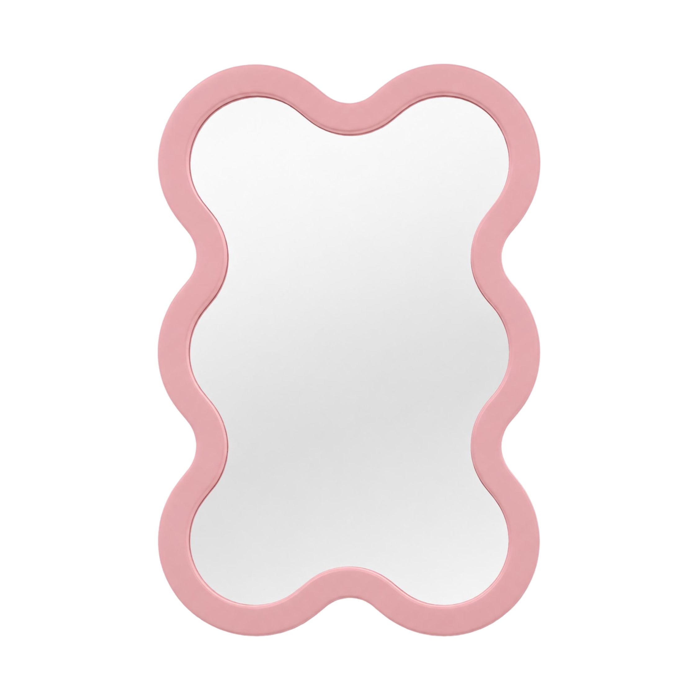 Medium Scalloped Decorative Hvyli 6 Wall Mirror with Organic Pink Curved Frame