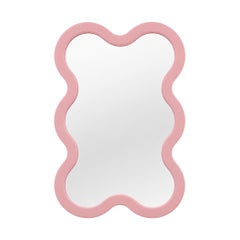Accent Entryway Modern Small Wavy Mirror - Light Pink Hvyli 6 by oitoproducts
