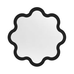 Medium Scalloped Wavy Wall Round 70 Mirror in Matte Black Frame by oitoproducts