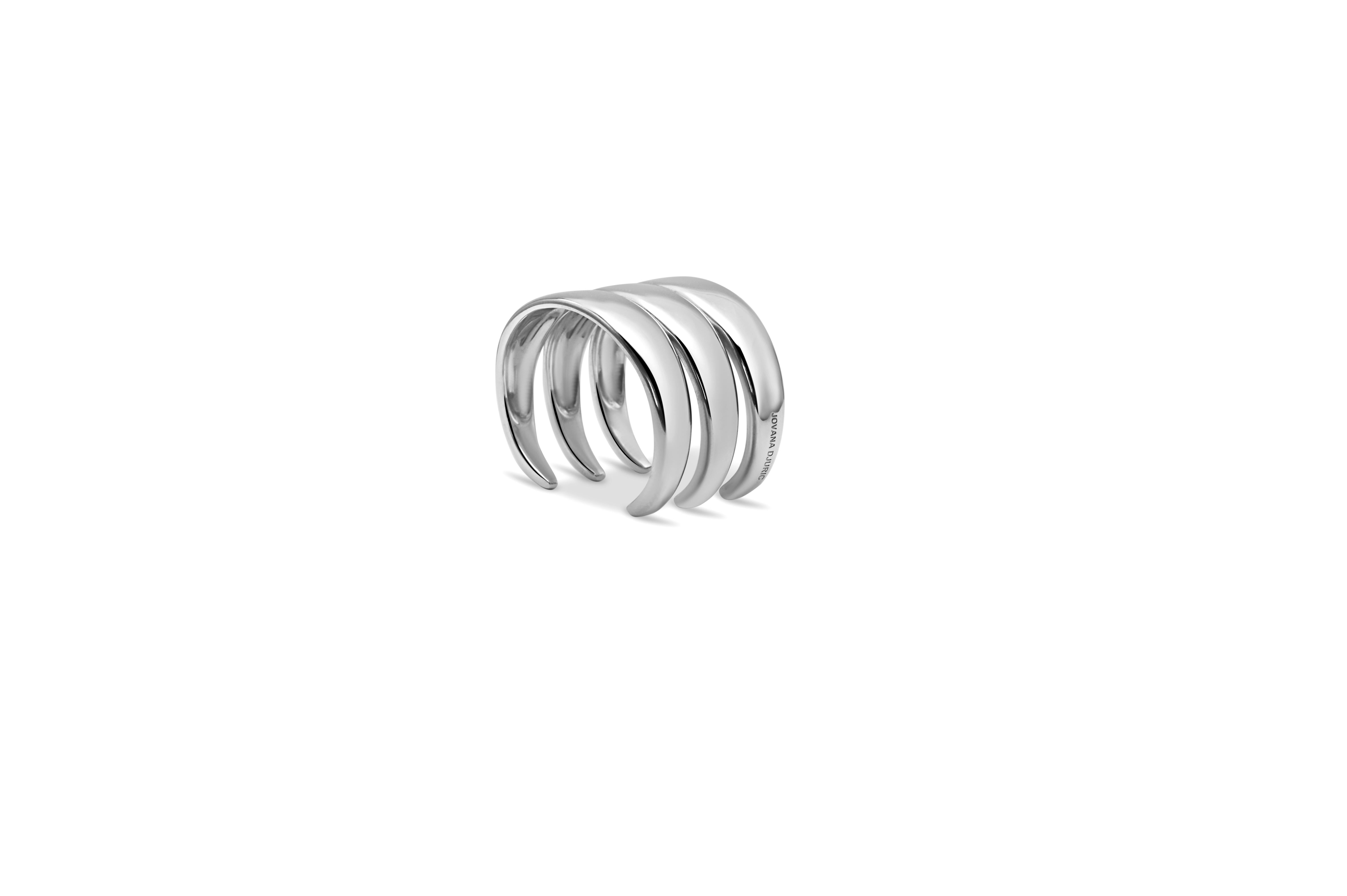 Sterling Silver Sculptural Embracer Cuff Bracelet - Medium In New Condition For Sale In New York, NY