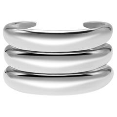 Sterling Silver Sculptural Embracer Cuff Bracelet - Medium