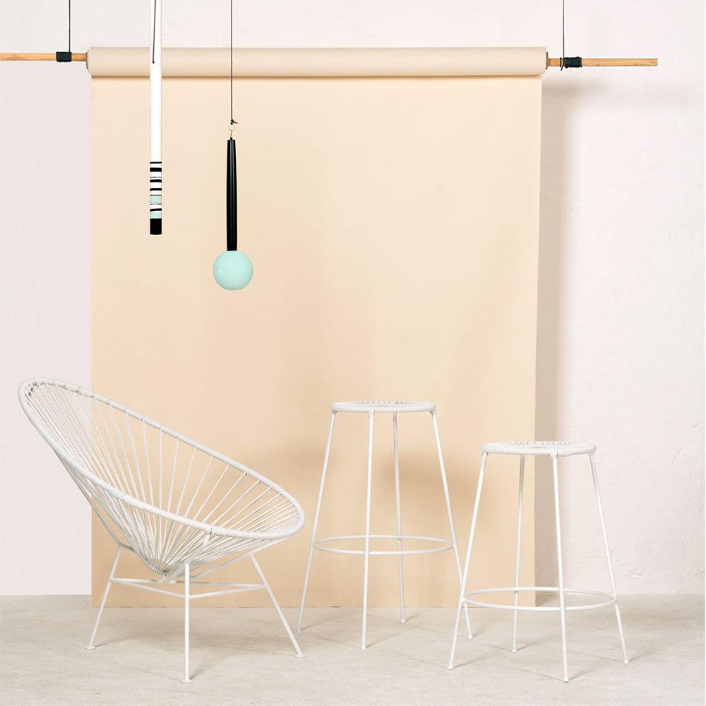 Poudré Tabouret de bar Acapulco vert de mer de taille moyenne par OK Design en vente