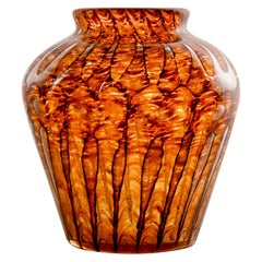 Medium Signed Amber Verlys Glass Vase