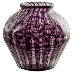 Medium Signed Aubergine Verlys Glass Vase