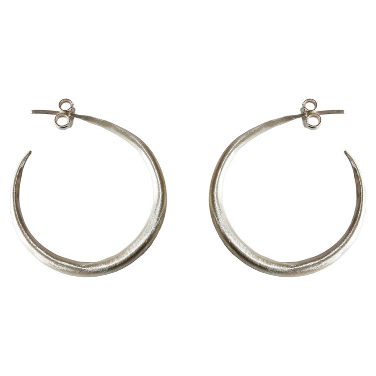 Medium Silver Hoop Earrings For Sale at 1stDibs
