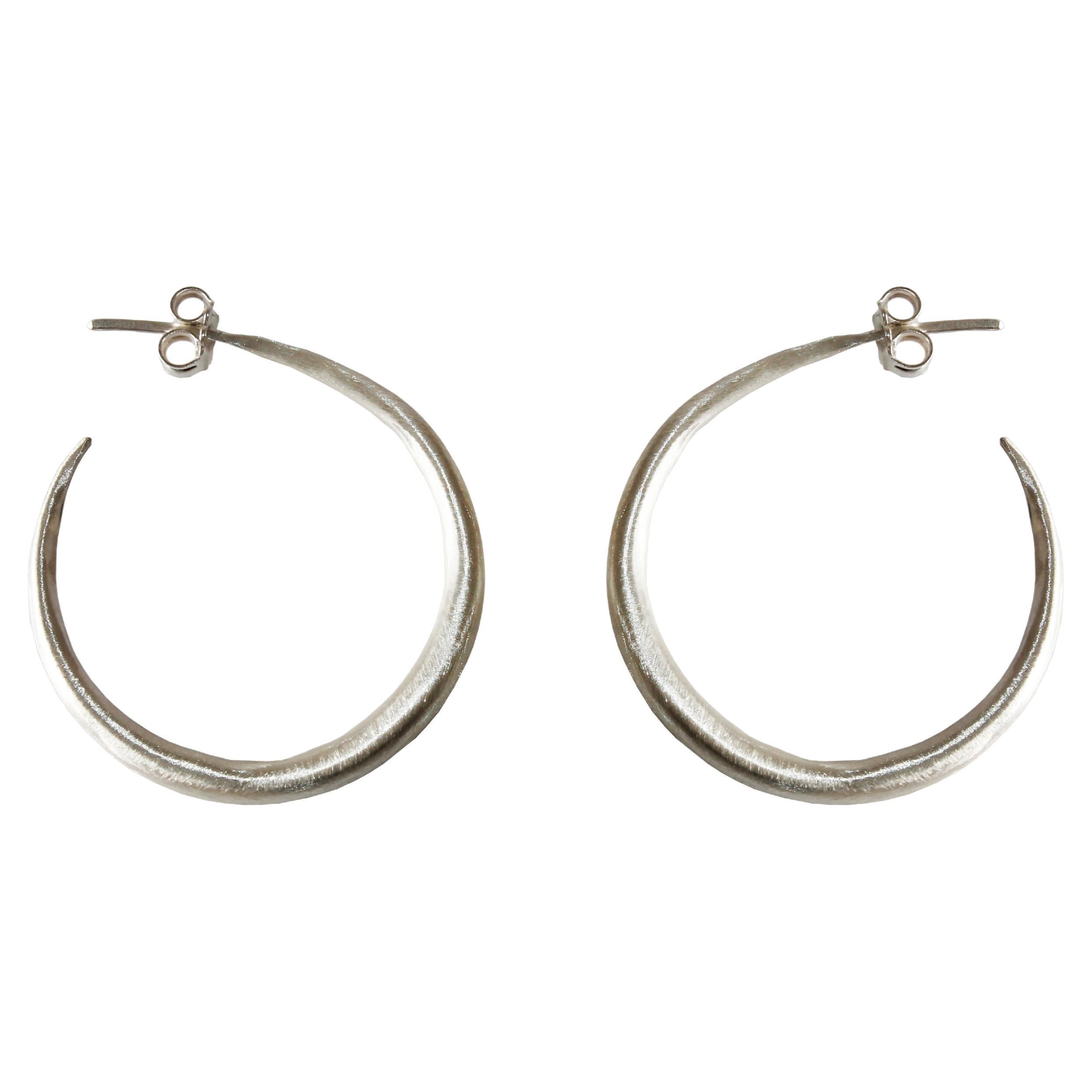 Medium Silver Hoop Earrings For Sale