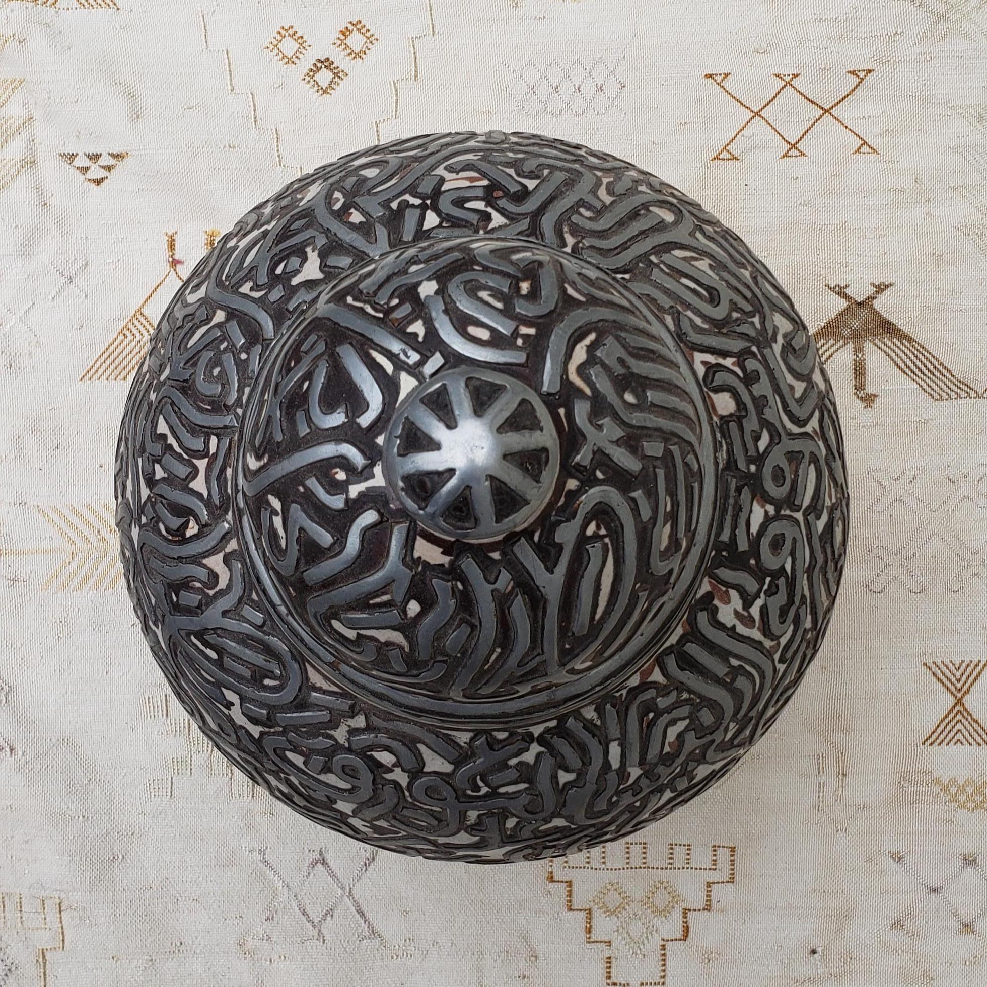 Contemporary Medium Silver Moroccan Vase / Urn For Sale