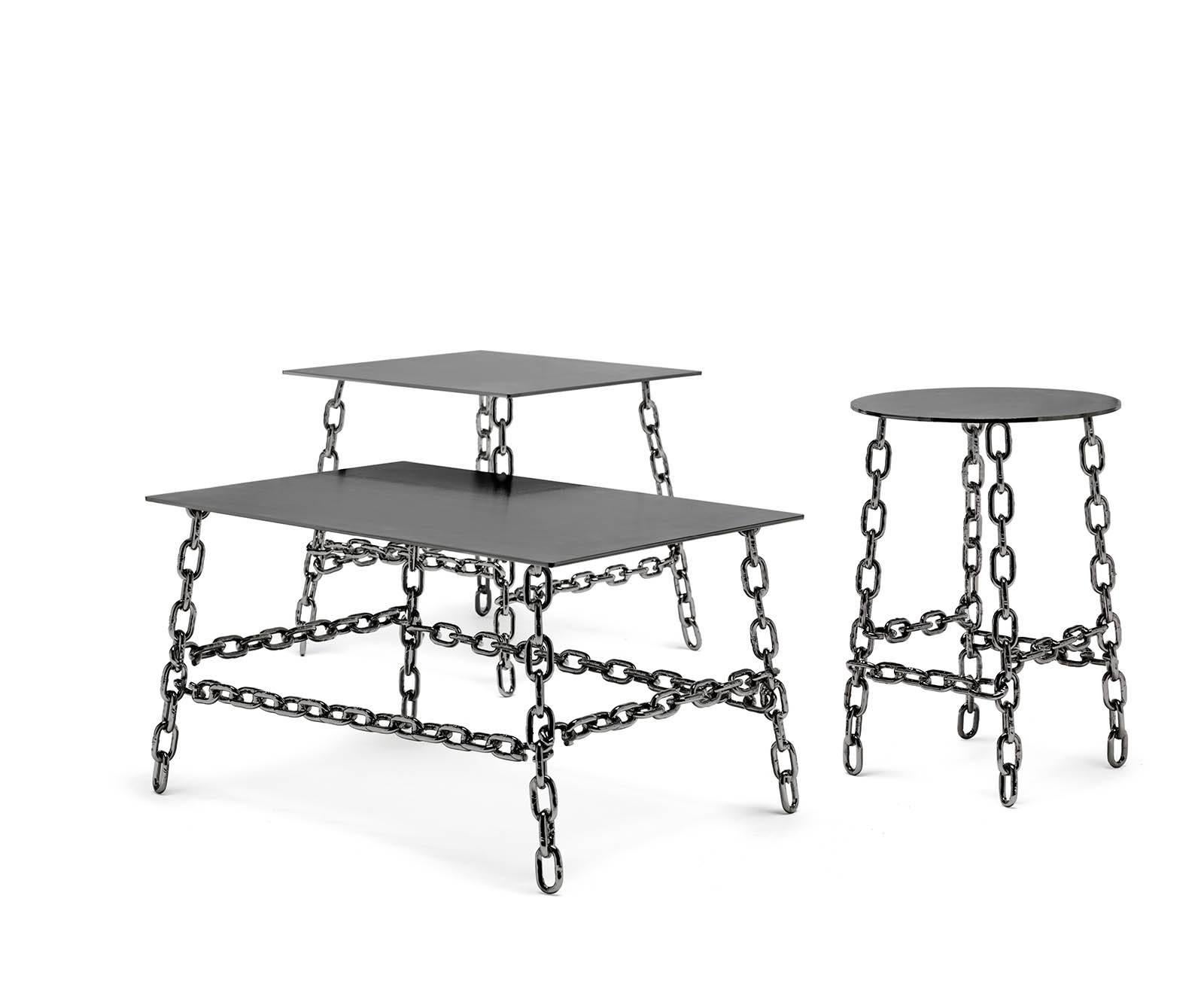 Italian Medium Sing Sing Square Table in Bronze Finish by Fabio Bortolani & Mogg For Sale