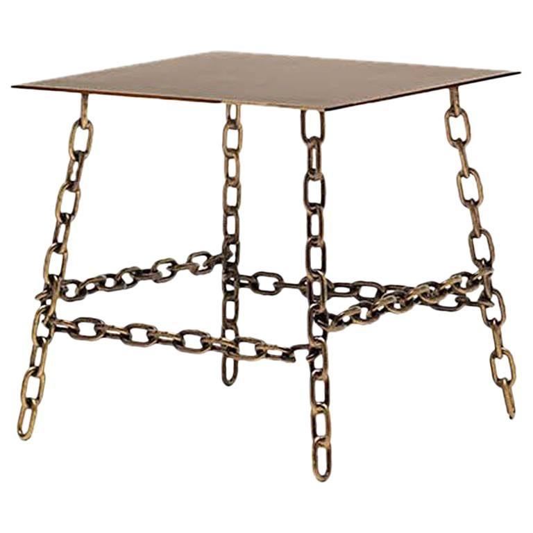 Mittelgroßer quadratischer Sing-Sing-Tisch in Bronze-Finish von Fabio Bortolani & Mogg im Angebot