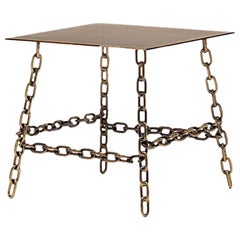 Vintage Medium Sing Sing Square Table in Bronze Finish by Fabio Bortolani & Mogg