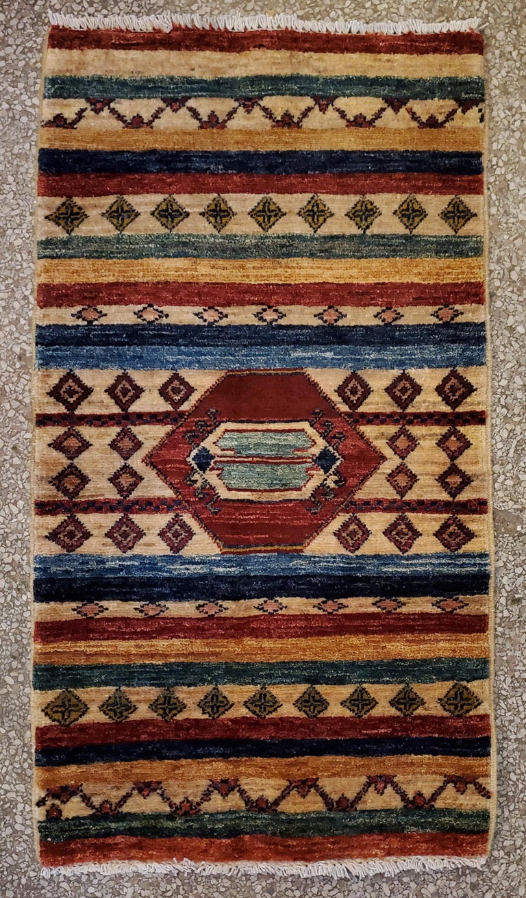 Medium Size Asian Area Rug, Colorful / 194 In New Condition For Sale In Orlando, FL