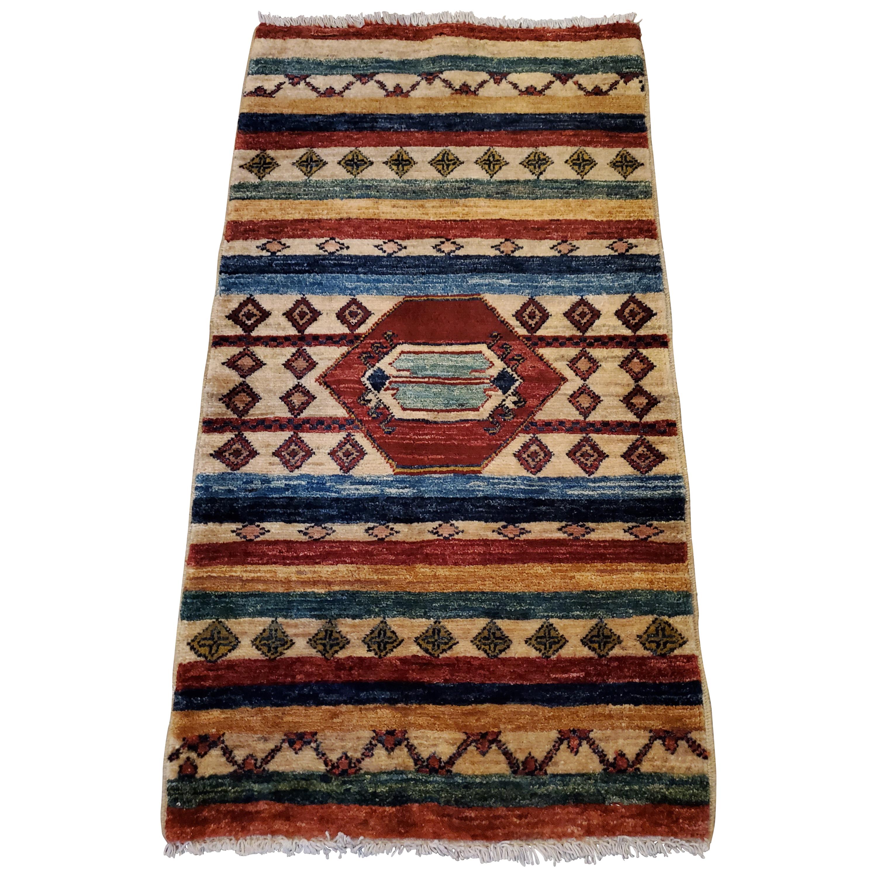 Medium Size Asian Area Rug, Colorful / 194 For Sale
