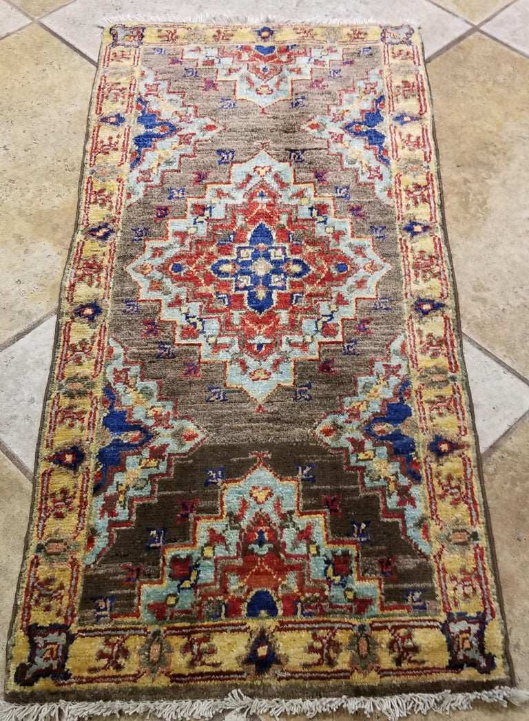 We carry some of the best Afghan bedside rugs, and if you are willing to give your bedroom a colorful new look with one of our stunning carpets, we are here to help. This one measures approximately 42