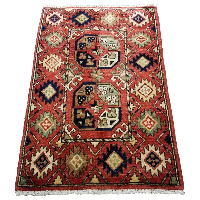 Medium Size Asian Area Rug, Colorful / 213 For Sale