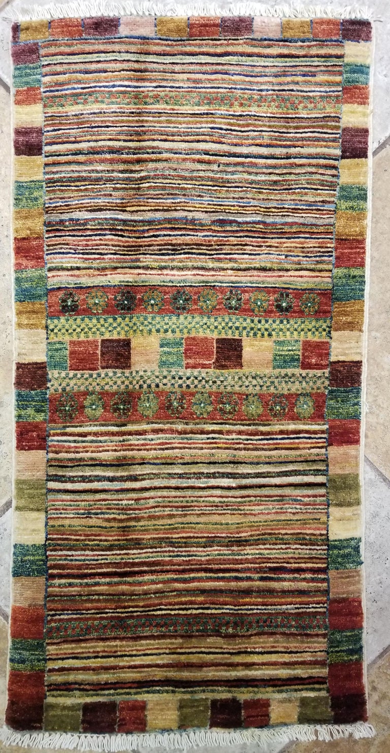 Afghan Medium Size Asian Bedside Carpet, Colorful / 197 For Sale