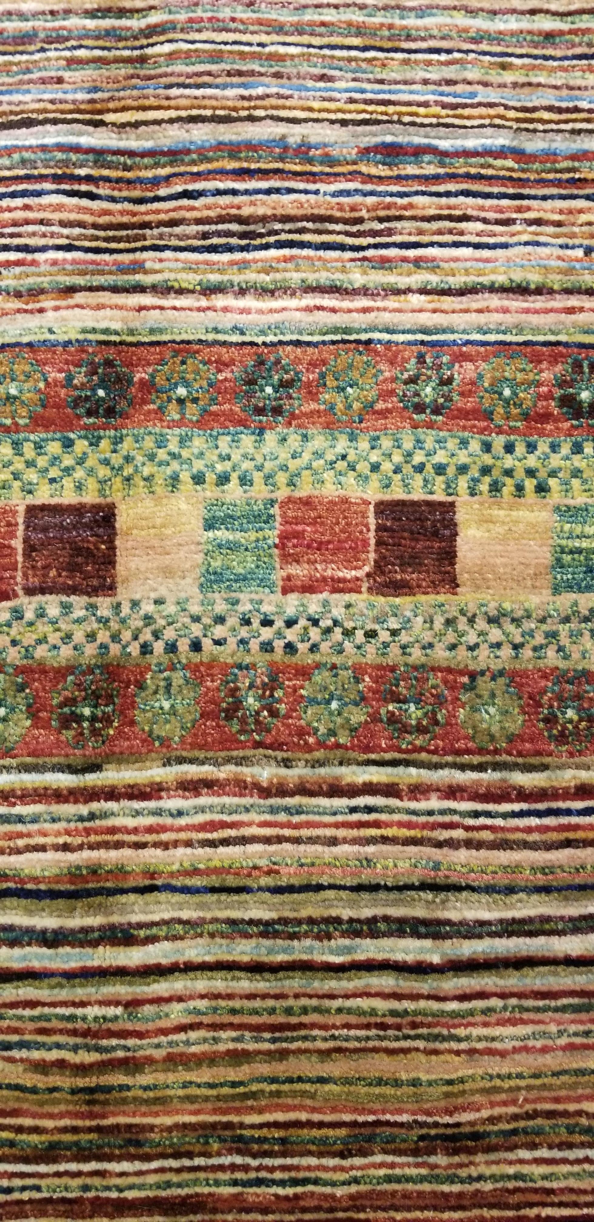 Hand-Woven Medium Size Asian Bedside Carpet, Colorful / 197 For Sale