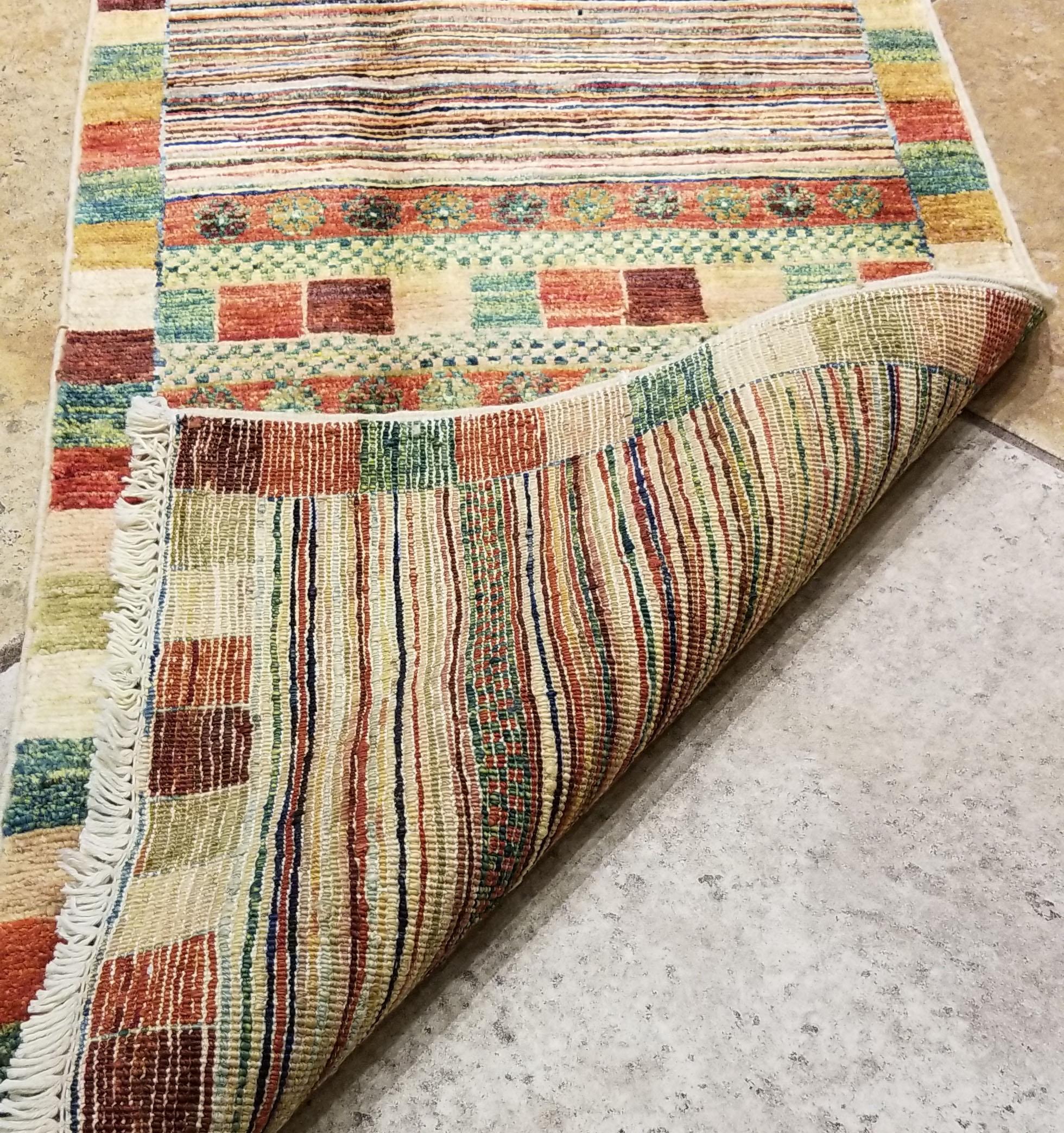 Contemporary Medium Size Asian Bedside Carpet, Colorful / 197 For Sale