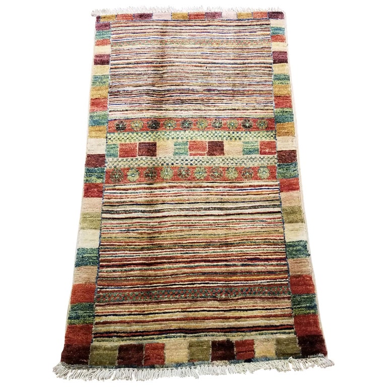 Medium Size Asian Bedside Carpet, Colorful / 197 For Sale