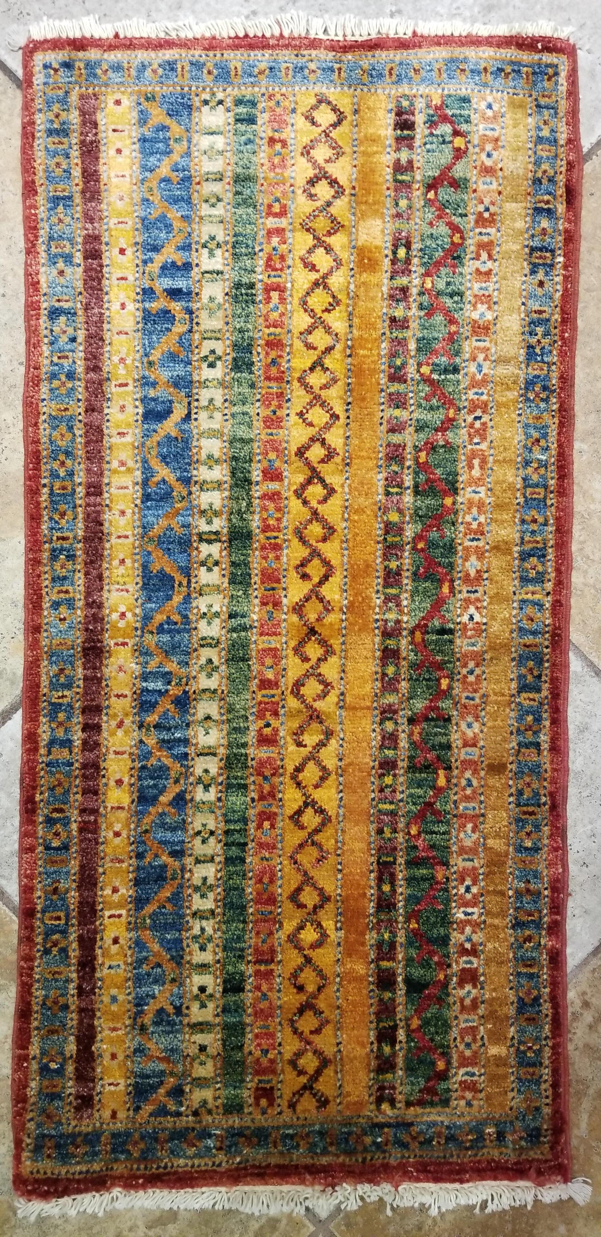 Afghan Medium Size Asian Bedside Carpet, Colorful / 208 For Sale
