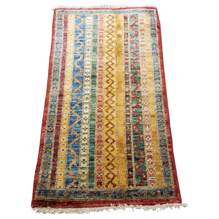 Medium Size Asian Bedside Carpet, Colorful / 208 For Sale
