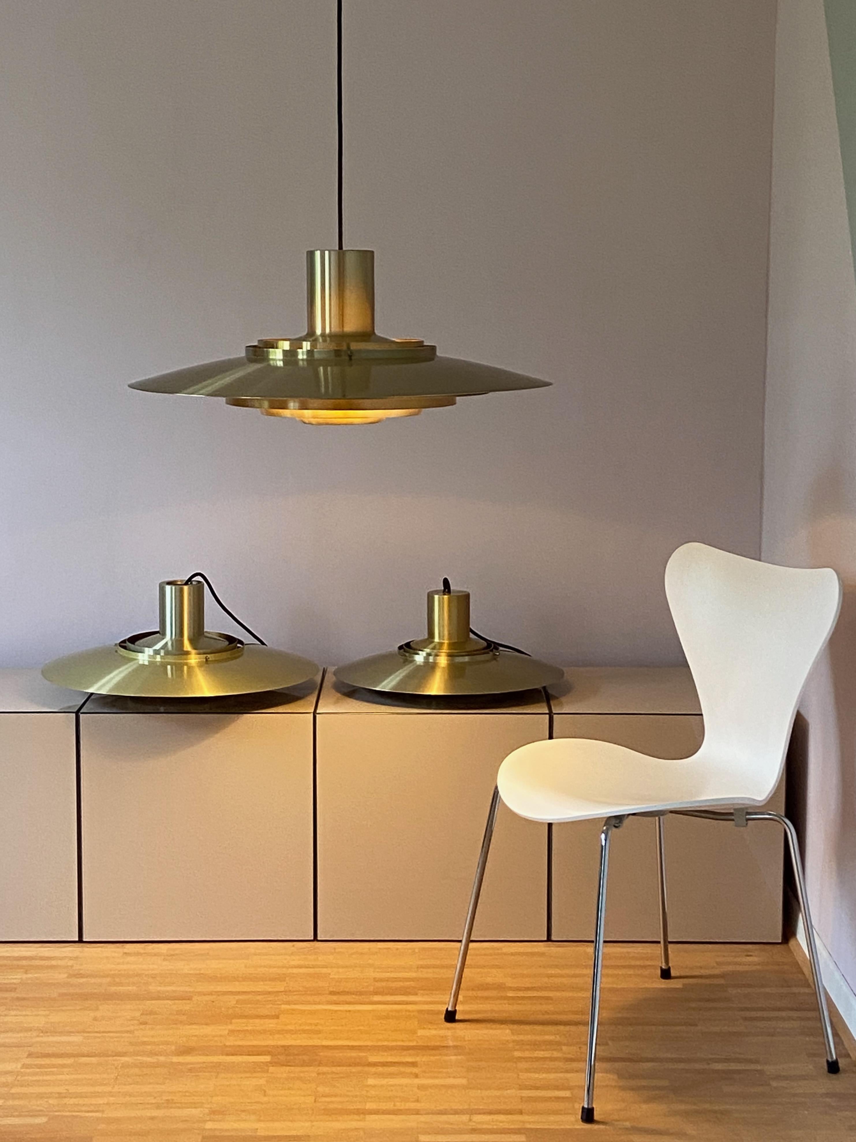 Medium Size Brass Preben Fabricius & Jørgen Kastholm Pendant Lamp Nordisk Solar 7