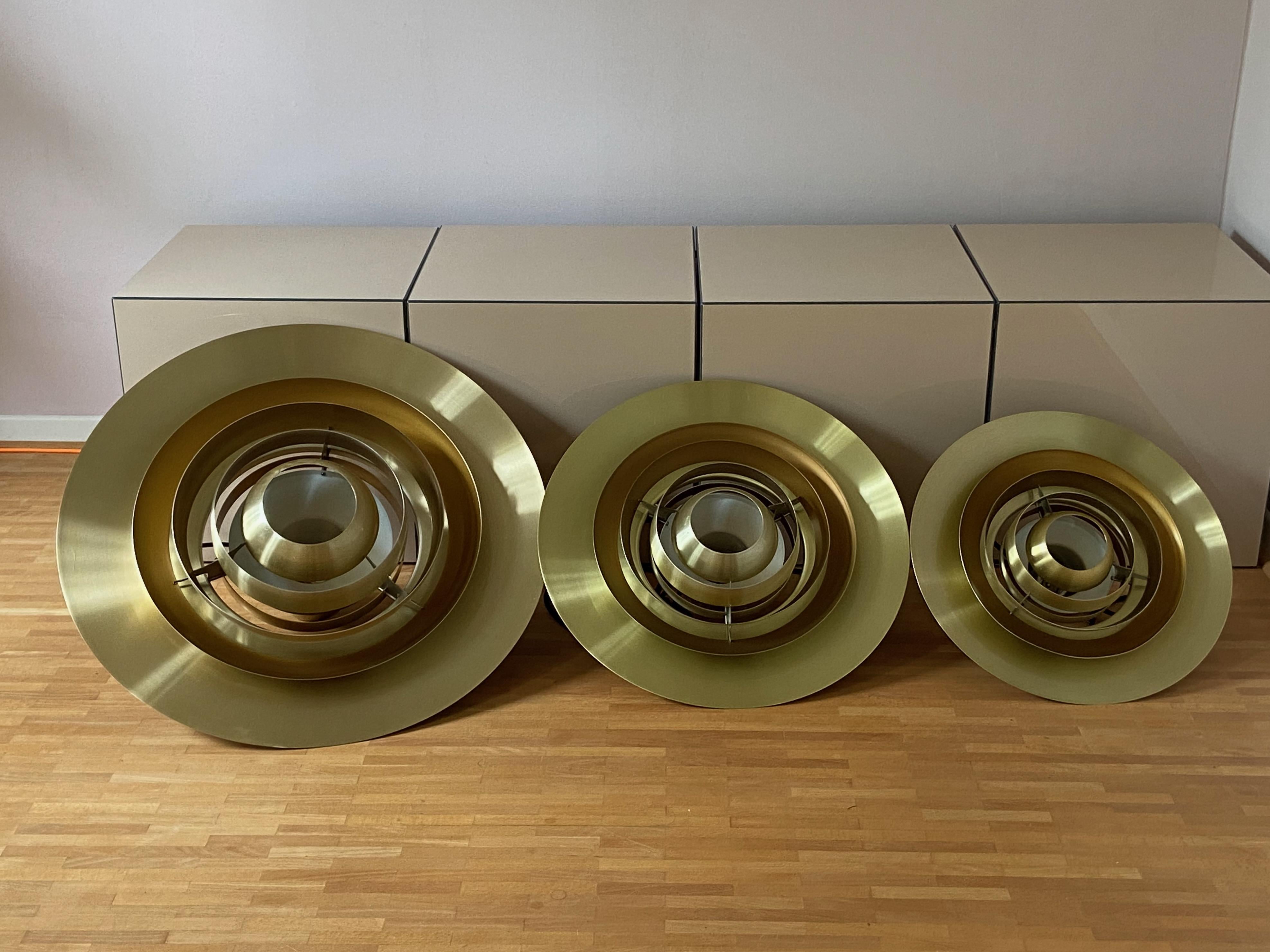 Danish Medium Size Brass Preben Fabricius & Jørgen Kastholm Pendant Lamp Nordisk Solar