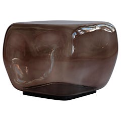 Medium Size Coffee Table in Smoked Forest Glass Contemporary Sculptural Design