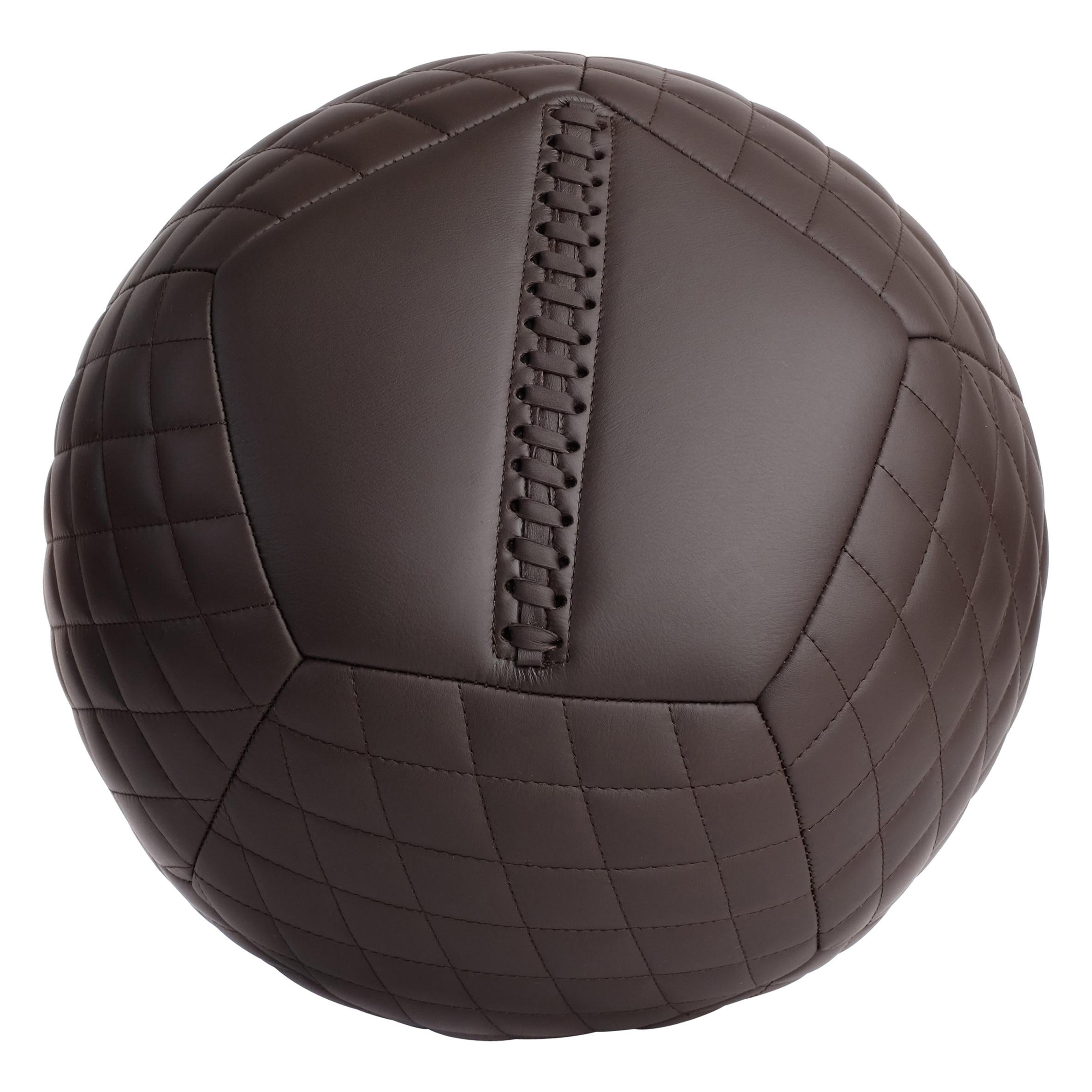 18"Ø Chocolate Leather Diamond Ottoman by Moses Nadel For Sale