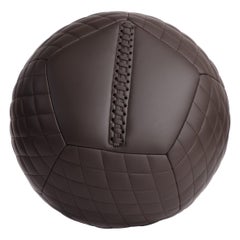 18"Ø Chocolate Leather Diamond Ottoman by Moses Nadel