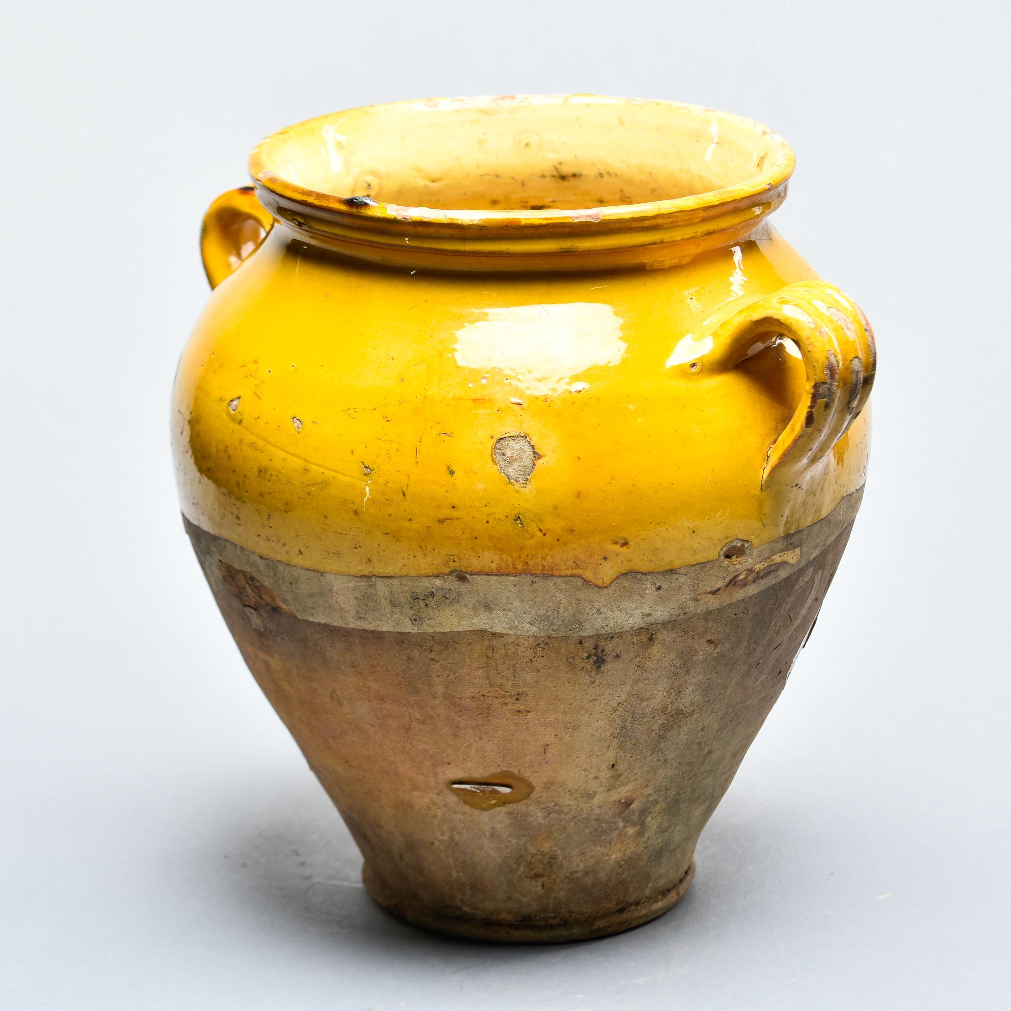 French Provincial Medium Size French Early 20th C Yellow Confit Jar