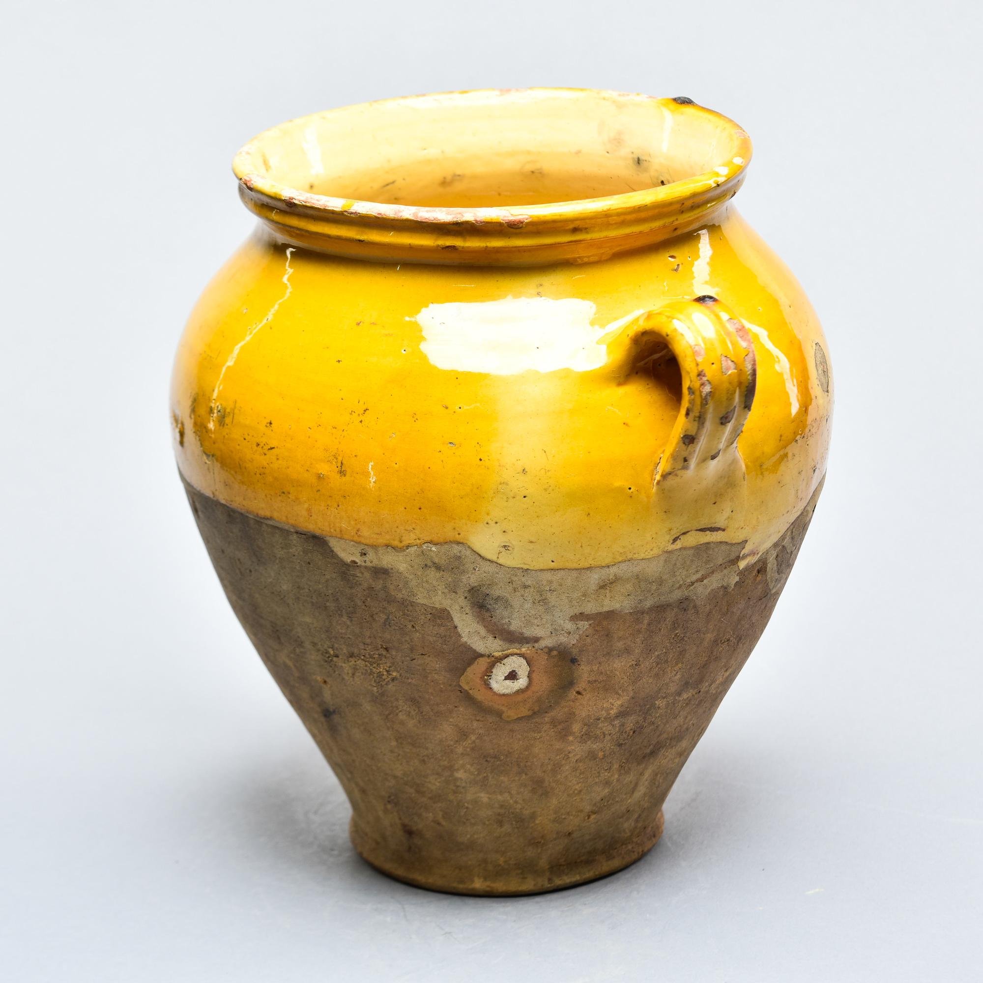 20th Century Medium Size French Early 20th C Yellow Confit Jar