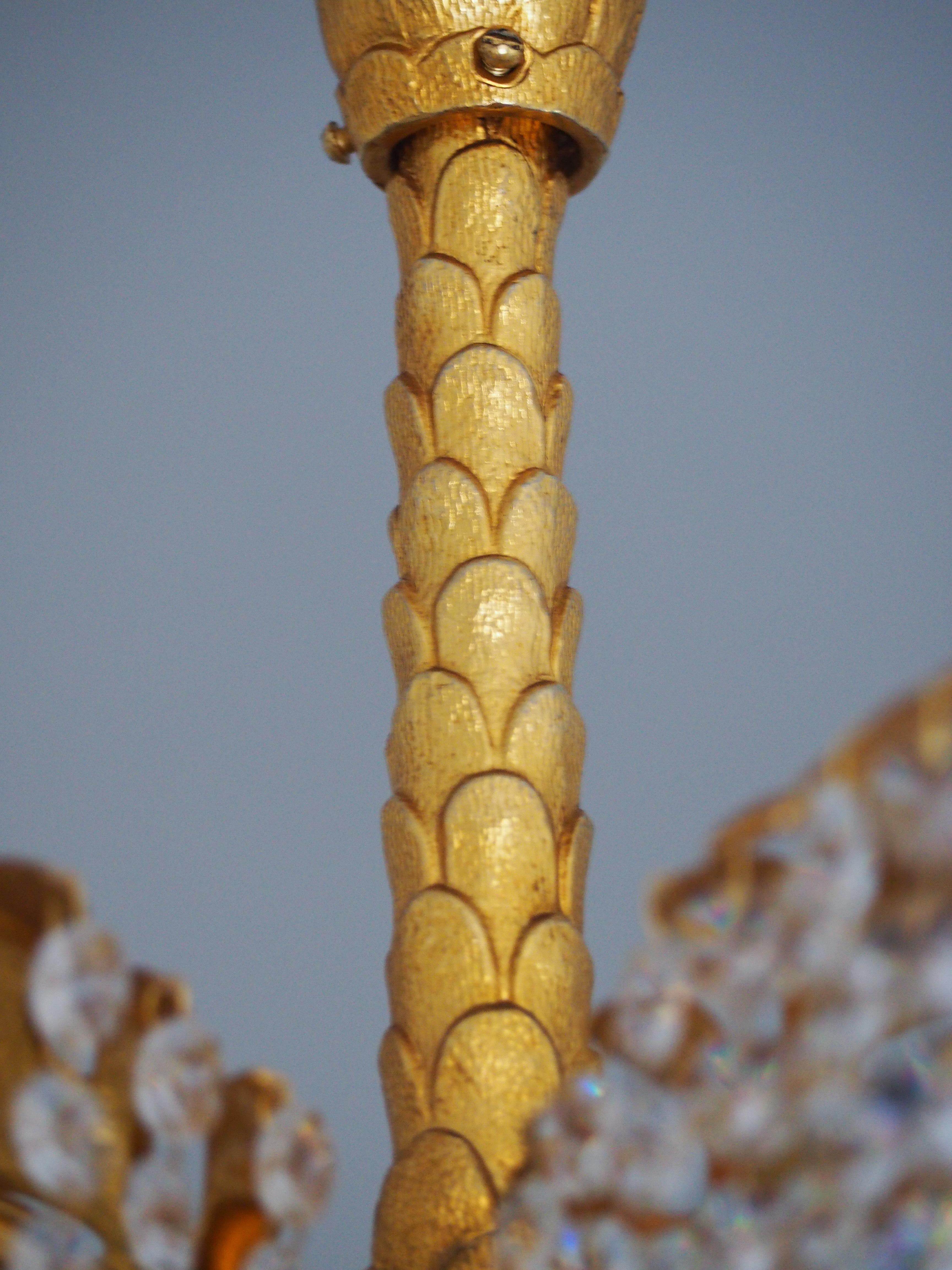 Late 20th Century Lovely Gilt Bronze Palm Tree Chandelier by Hoffmann - Bakalowits, 1970s