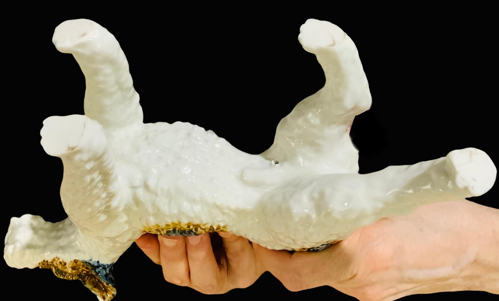 Victorian Medium Size Glazed Porcelain Terrier Dog For Sale
