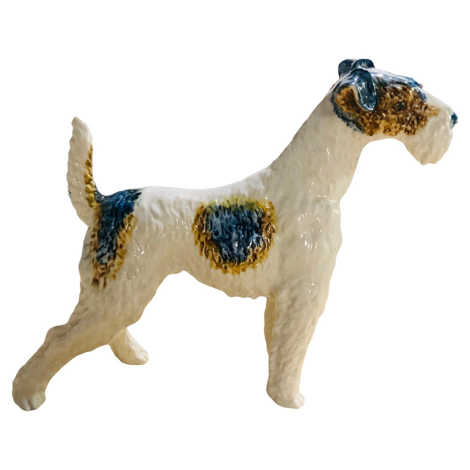 Medium Size Glazed Porcelain Terrier Dog For Sale
