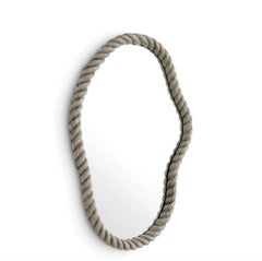 Mittelgroßer Spiegel aus Metall mit antikem Nickel-Finish, zeitgenössisches Design