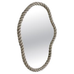 Mittelgroßer Spiegel aus Metall mit antikem Nickel-Finish, zeitgenössisches Design