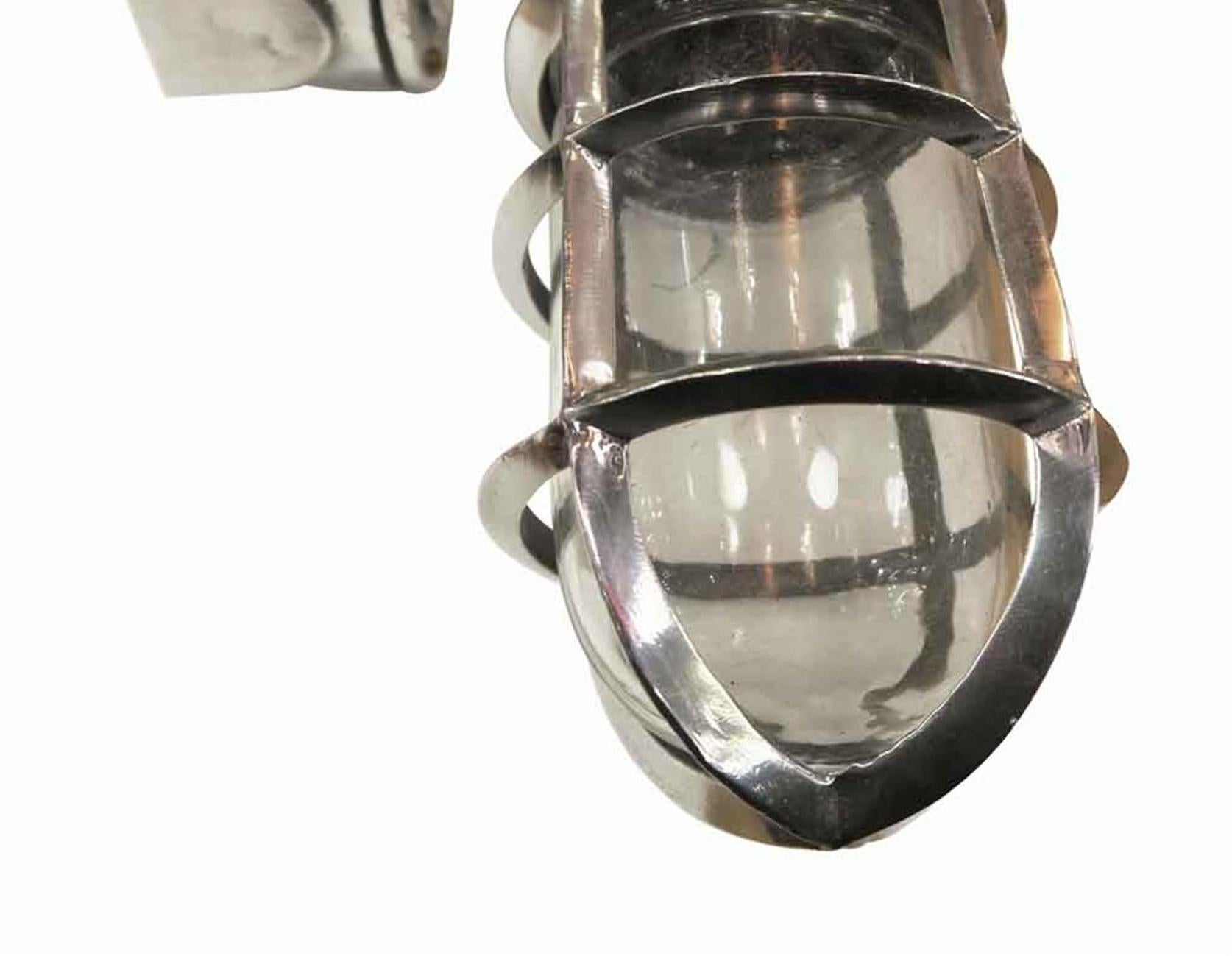 Medium Size Nautical Aluminum Ship Sconce Qty Available Screw on Shade and Cage In Good Condition In New York, NY