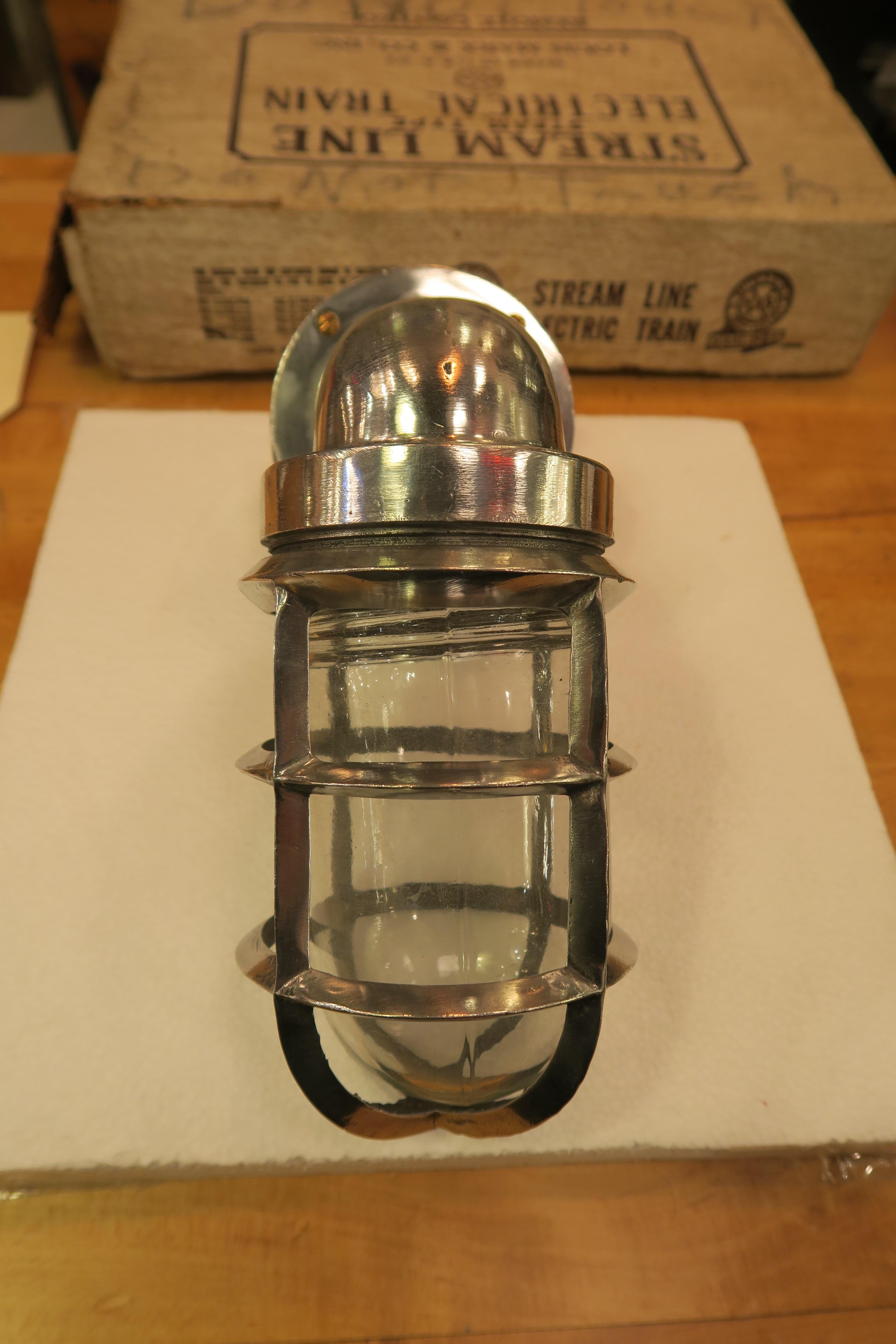 Contemporary Medium Size Nautical Aluminum Ship Sconce Qty Available Screw on Shade and Cage