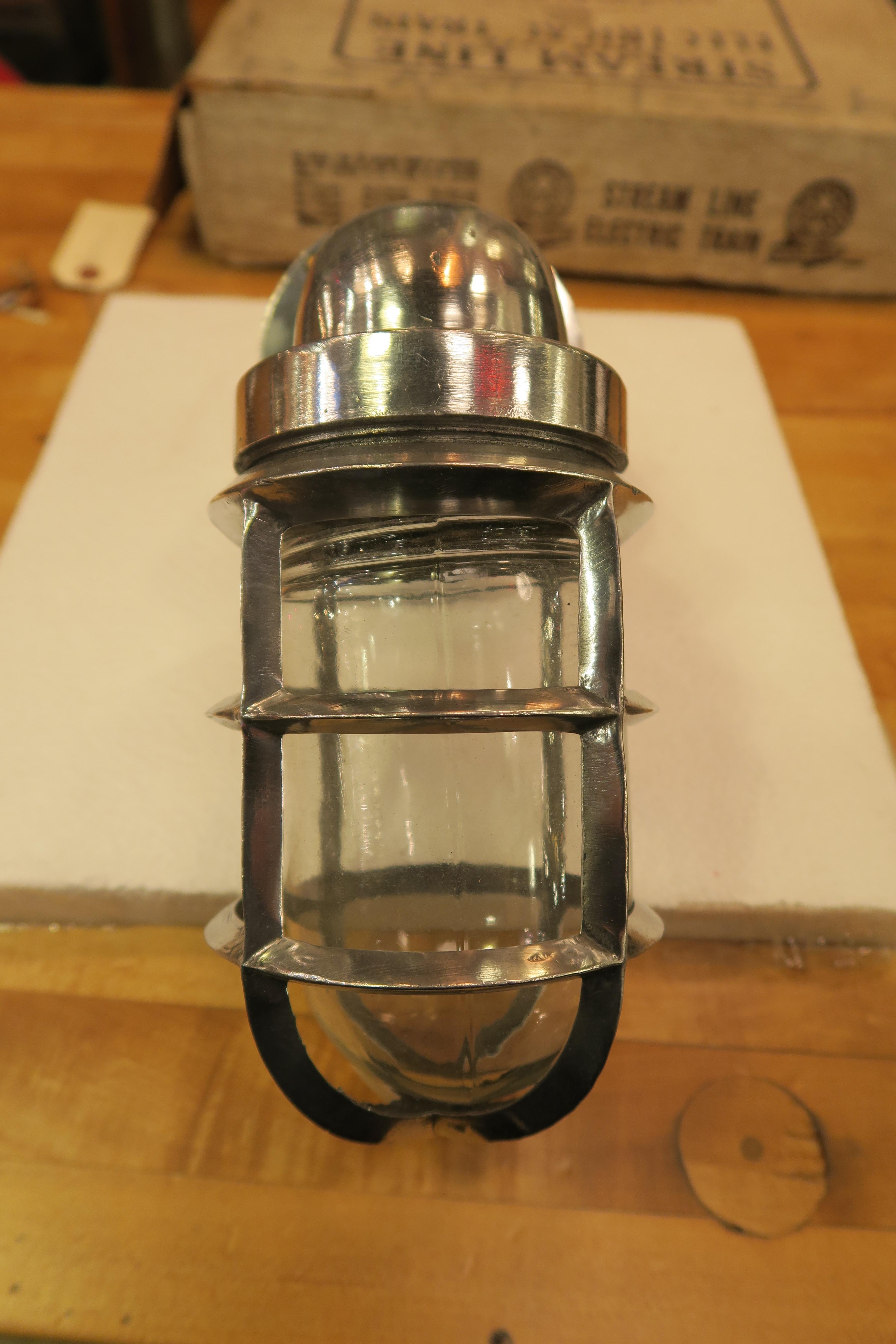 Medium Size Nautical Aluminum Ship Sconce Qty Available Screw on Shade and Cage 4