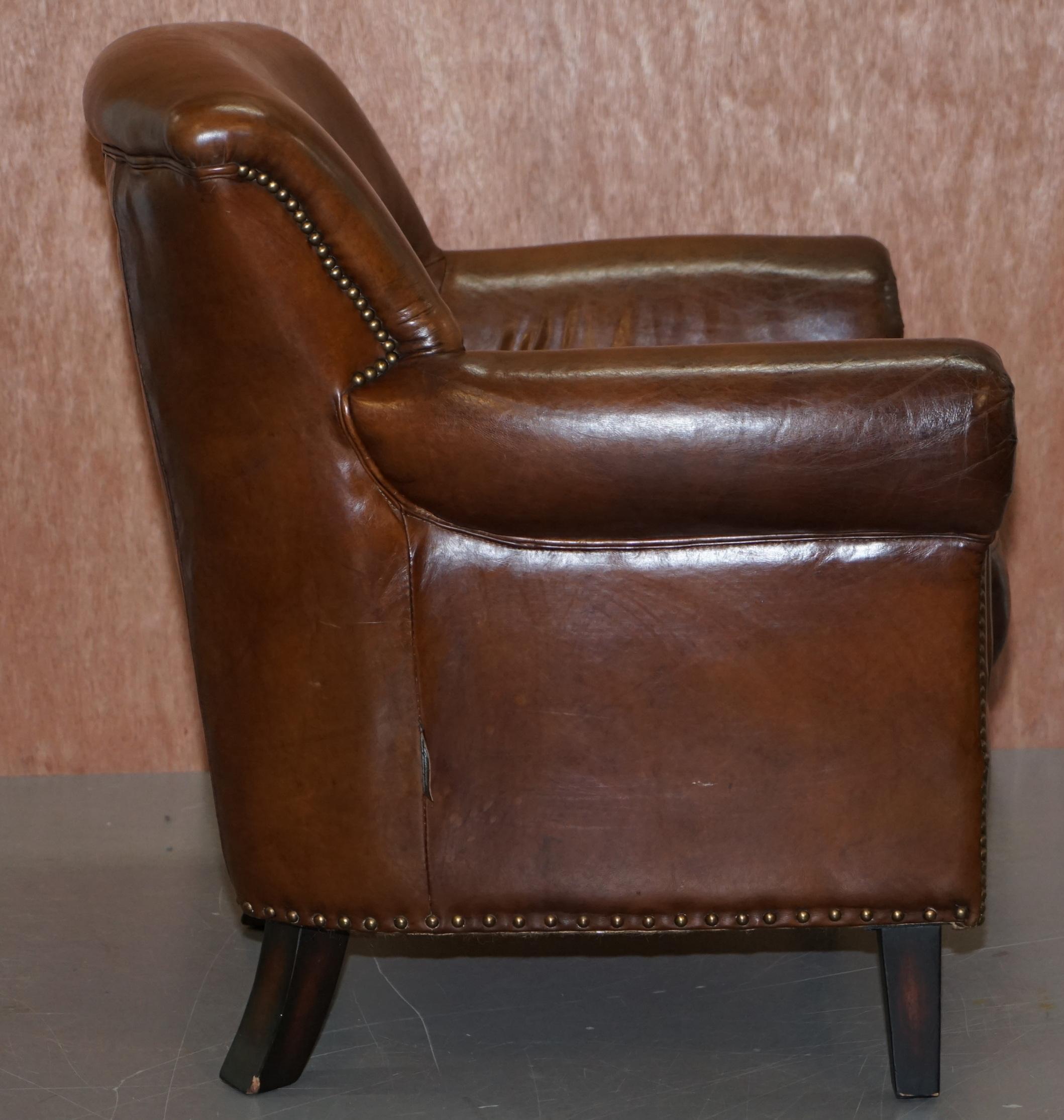 Medium Size Timothy Oulton Halo Brown Leather Armchair Part Large Suite Must See 4